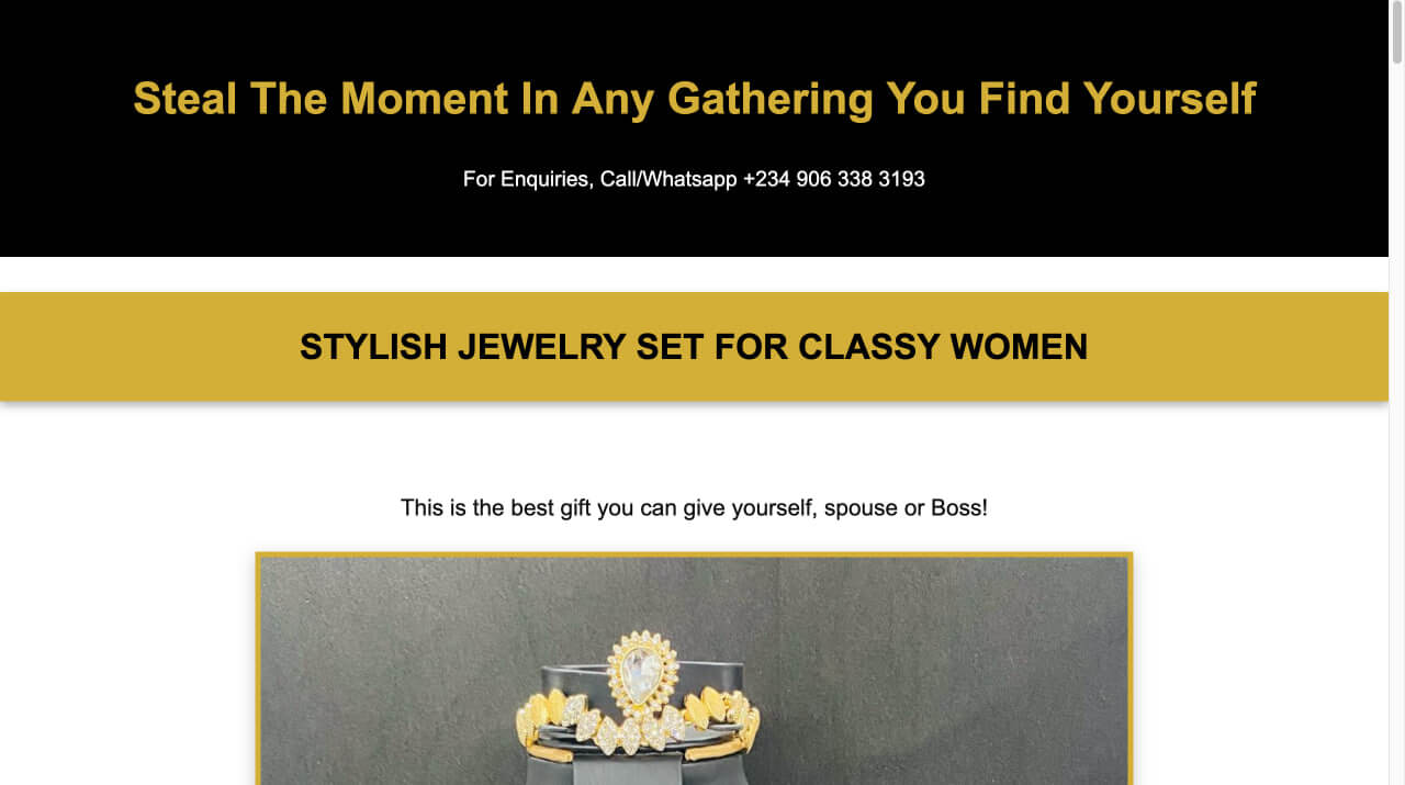 2Stone Jewelry Sets Landing Page